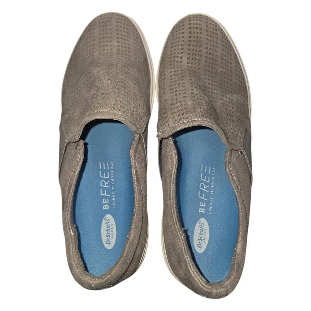 Dr. Scholls Wander Up Womens Grey Perforated Slip On Sneakers Shoes Size 6.5M